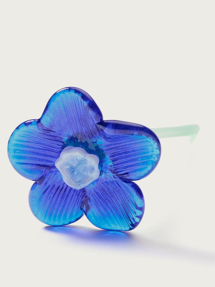 Hoff Deco Mouthblown Crystal Flower Blue By HOFF
