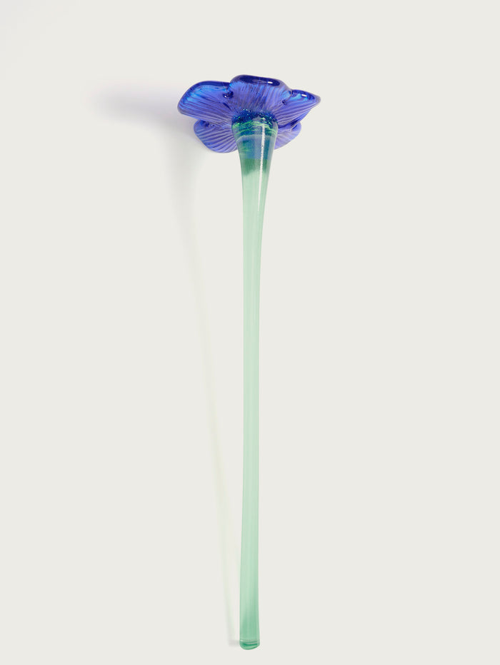 Hoff Deco Mouthblown Crystal Flower Blue By HOFF