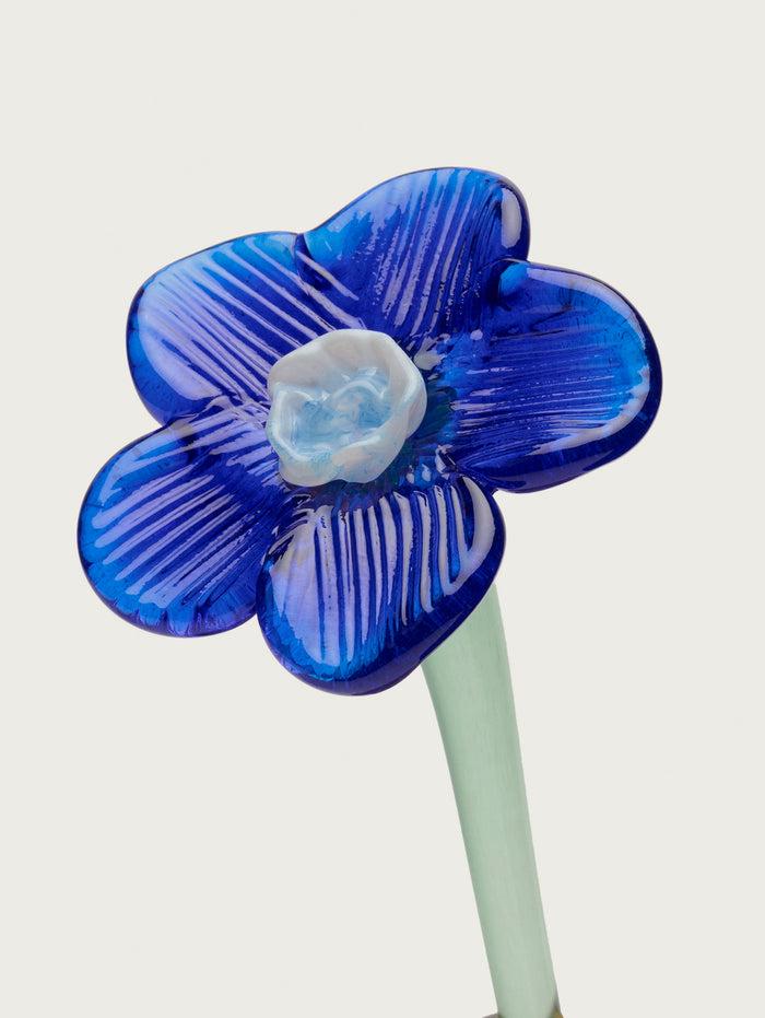 Hoff Deco Mouthblown Crystal Flower Blue by HOFF