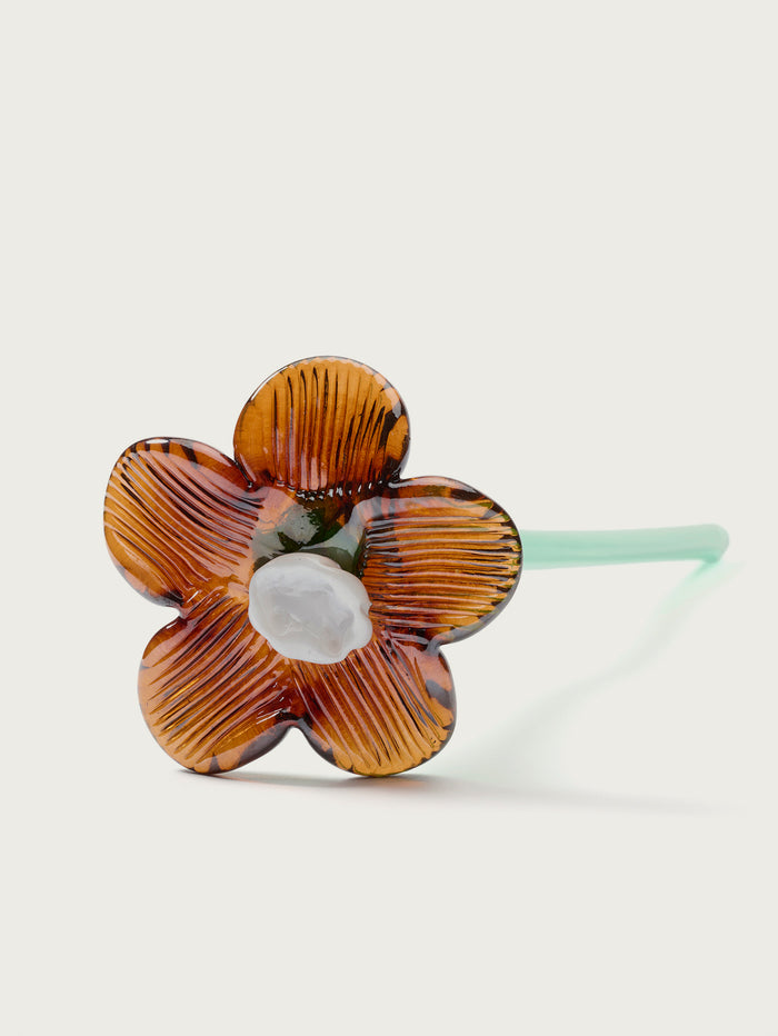 Hoff Deco Mouthblown Crystal Flower Brown By HOFF