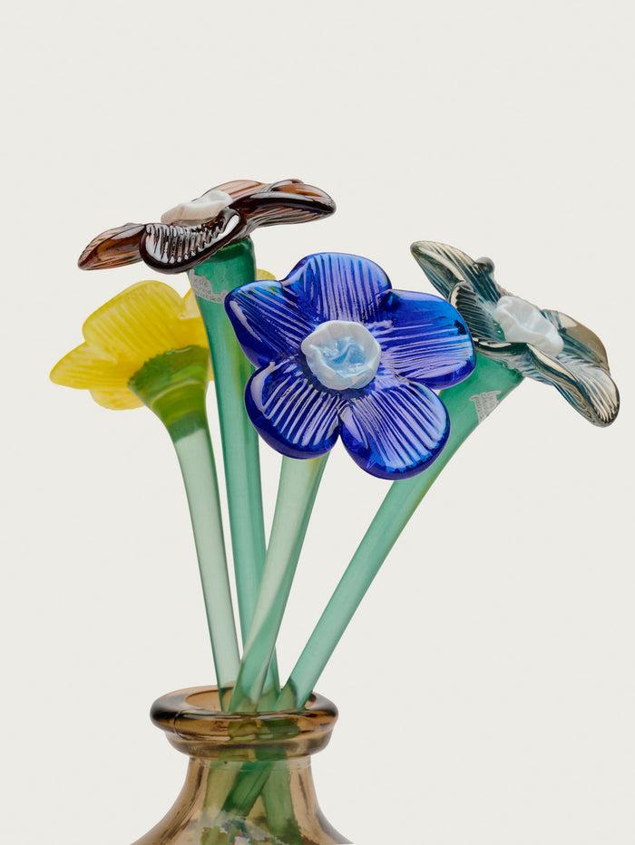 Hoff Deco Mouthblown Crystal Flower Brown By HOFF