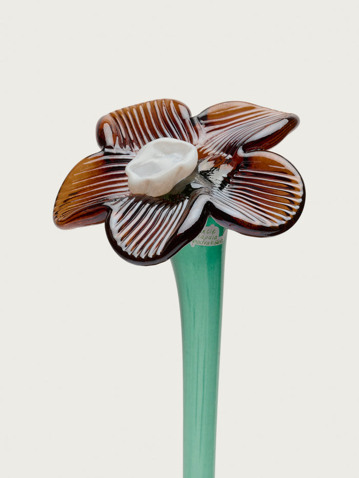 Hoff Deco Mouthblown Crystal Flower Brown by HOFF