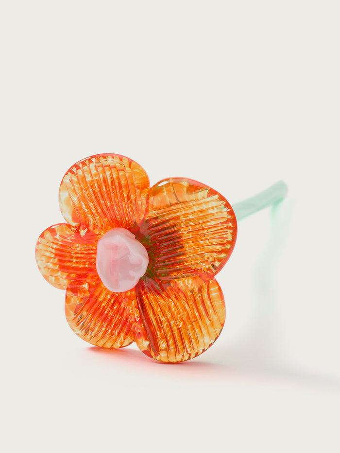 Hoff Deco Mouthblown Crystal Flower Orange By HOFF