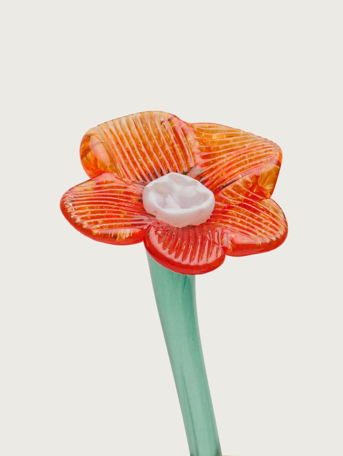 Hoff Deco Mouthblown Crystal Flower Orange by HOFF