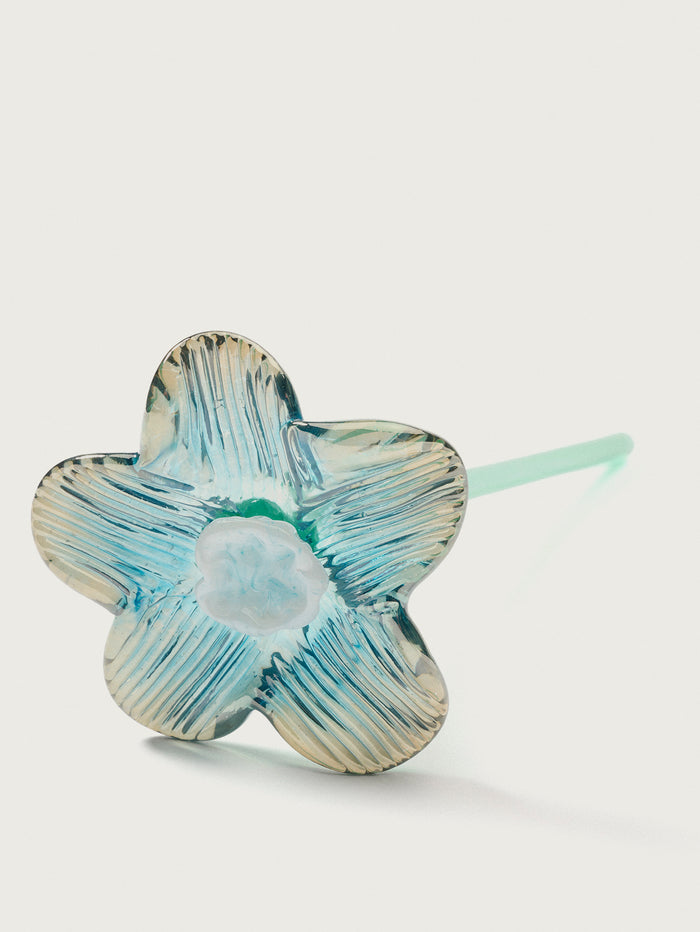 Hoff Deco Mouthblown Crystal Flower Silver By HOFF