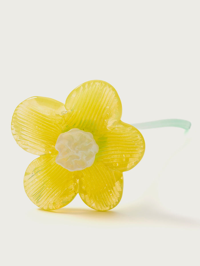 Hoff Deco Mouthblown Crystal Flower Yellow By HOFF
