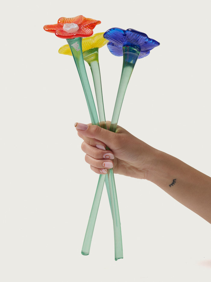 Hoff Deco Mouthblown Crystal Flower Yellow By HOFF