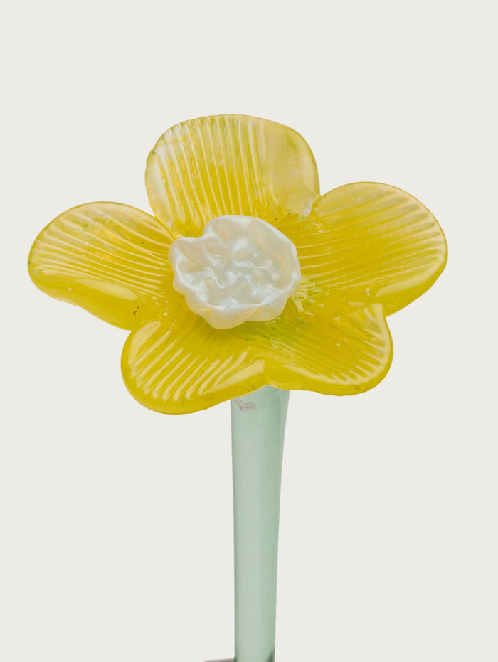 Hoff Deco Mouthblown Crystal Flower Yellow by HOFF