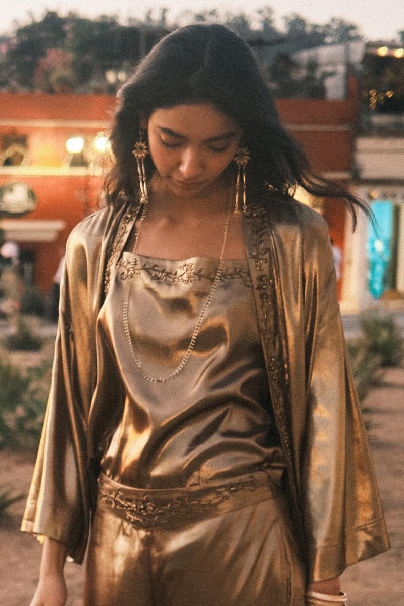 Hoss intropia Camelia. Top lencero dorado | Blusas y camisas de mujer | Hoss Intropia