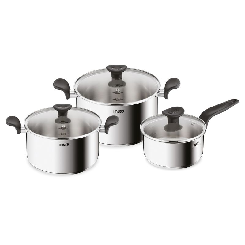 Imusa Batería de Cocina IMUSA 6 piezas Primary Acero Inoxidable