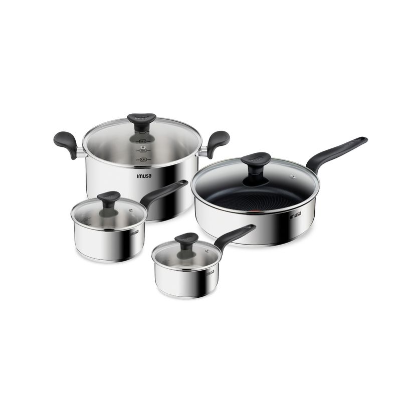 Imusa Batería de Cocina IMUSA 8 piezas Primary Acero Inoxidable