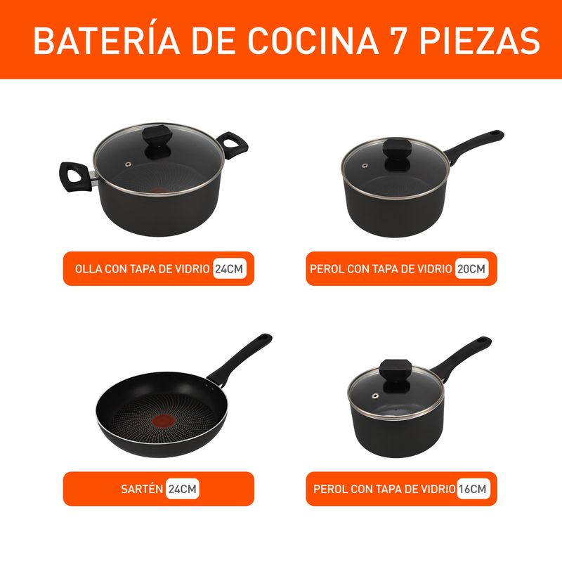 Imusa Batería De Cocina IMUSA Hard Titanium 7 Piezas Antiadherente