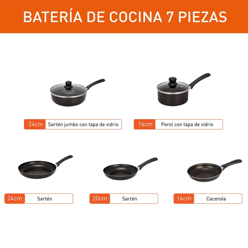 Imusa Batería De Cocina IMUSA Smart Tradition 7 Piezas Antiadherente