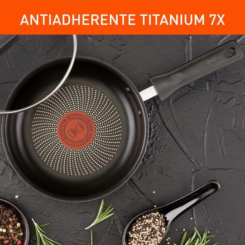 Imusa Cacerola IMUSA Hard Titanium 16cm Antiadherente Tapa De Vidrio