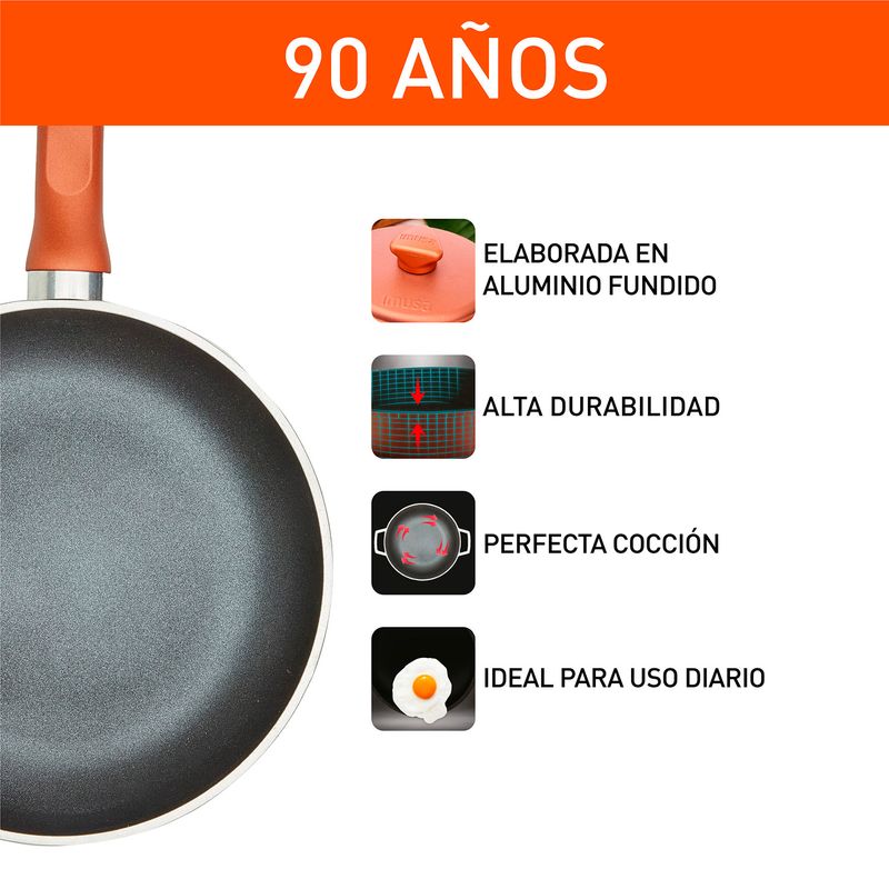 Imusa Caldero IMUSA 90 Años 24cm Aluminio Fundido Tapa De Vidrio