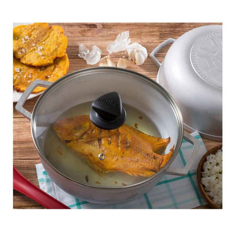 Imusa Caldero IMUSA Natural Original 24 Cm Con Tapa De Vidrio