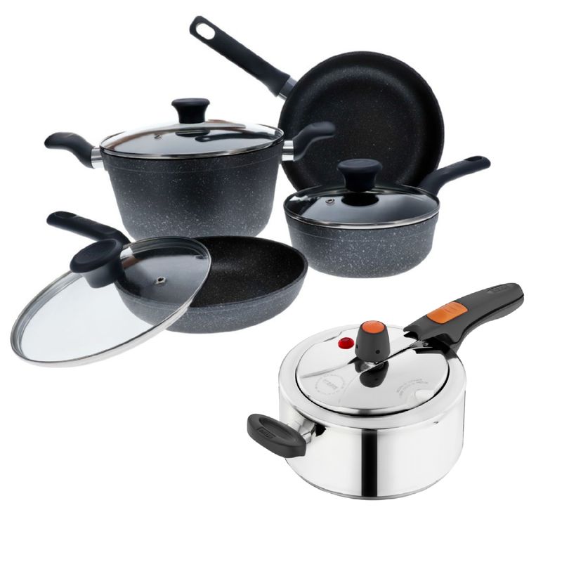 Imusa Combo Batería 7 piezas + Olla a presión 3l smart