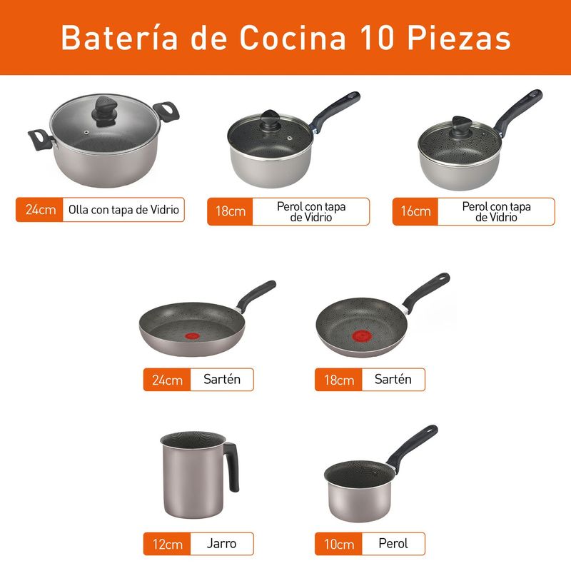 Imusa Batería IMUSA Talent Antiadherente 10 Piezas