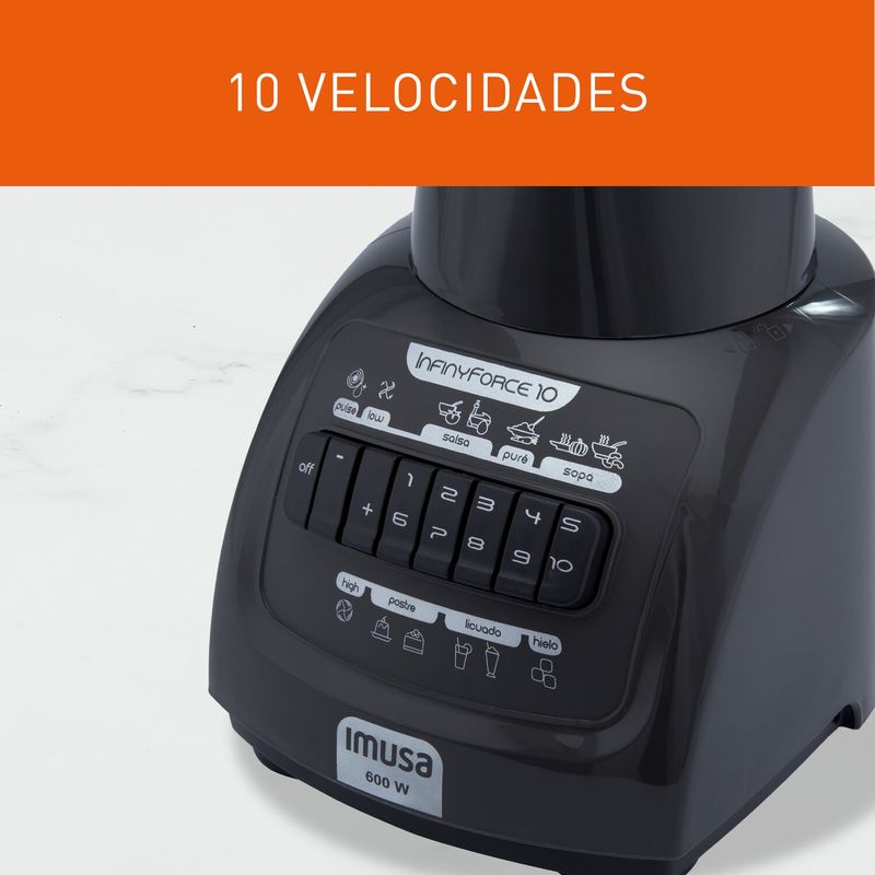 Imusa Licuadora IMUSA InfinyForce 10 Velocidades Gris
