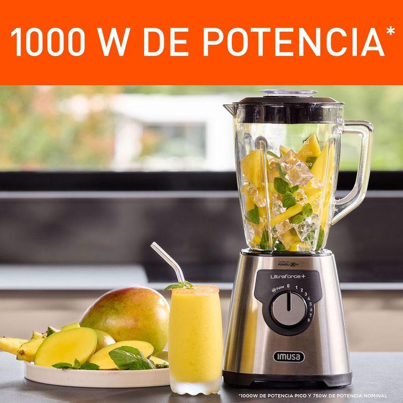 Imusa Licuadora IMUSA Ultraforce + 8V 1000W Vidrio 2.2L Acero Inoxidable