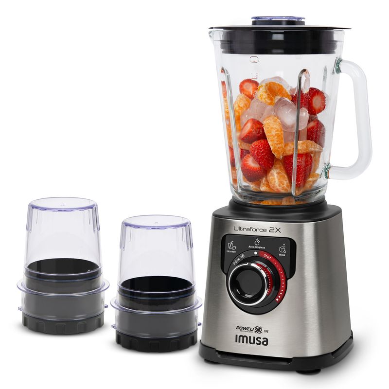 Imusa Licuadora Profesional Imusa Ultraforce 2x 1100w 2l Plateada + Picatodo + Molino