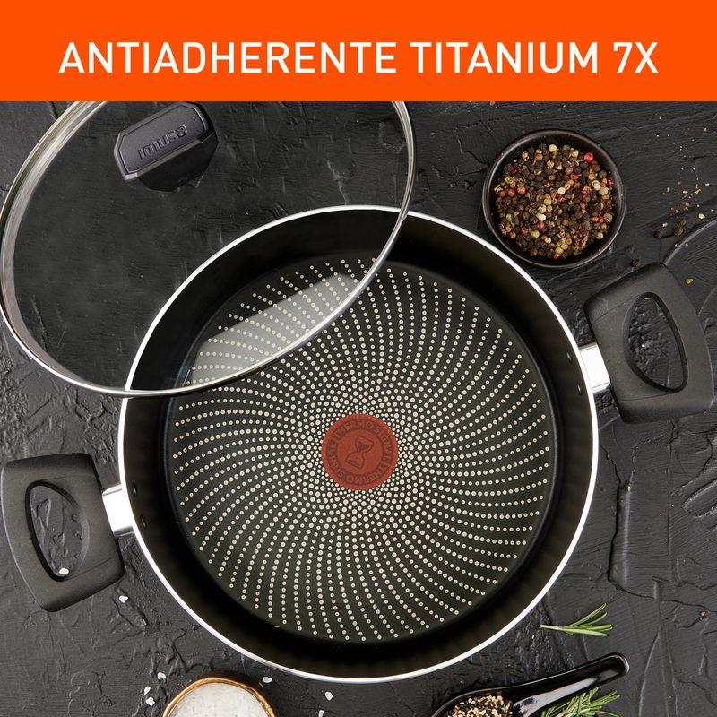 Imusa Olla IMUSA Hard Titanium 24cm Antiadherente Tapa De Vidrio