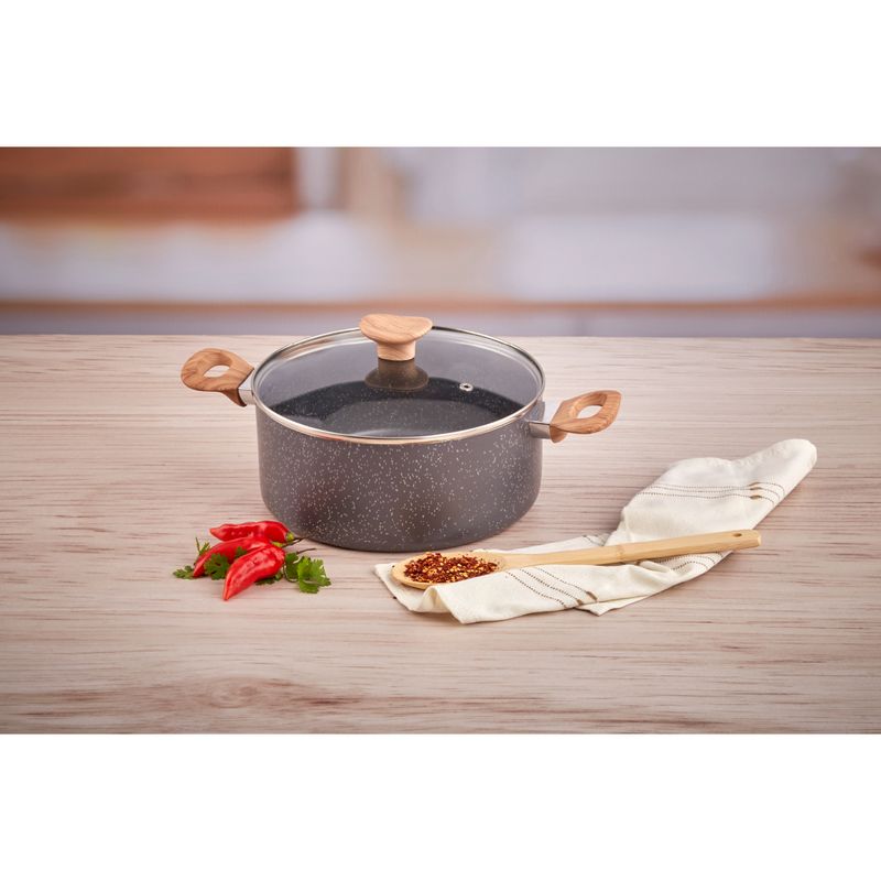 Imusa Olla IMUSA Natural Stone De 24cm Con Tapa De Vidrio