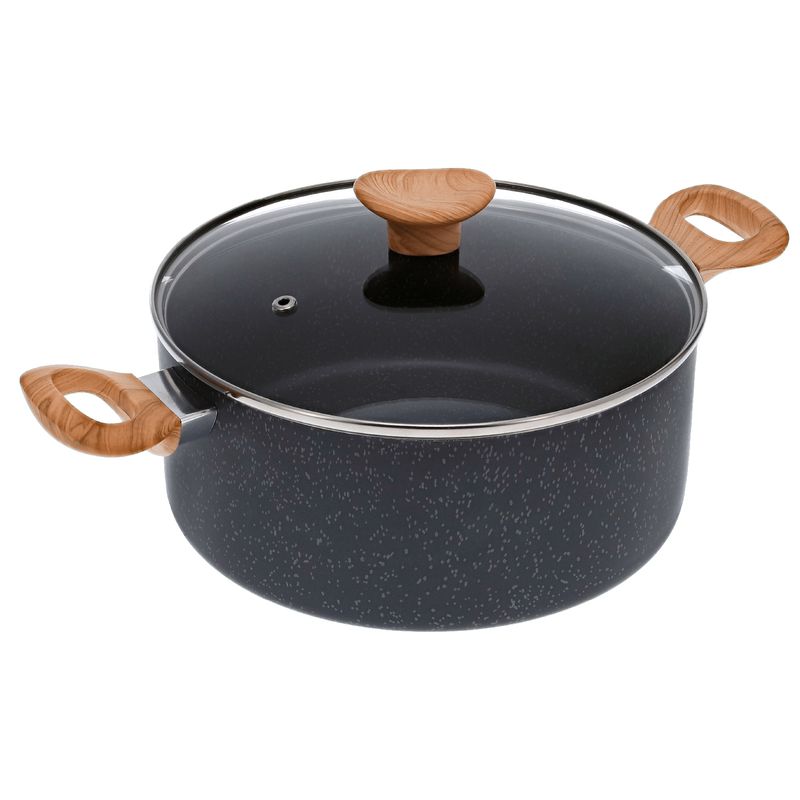 Imusa Olla IMUSA Natural Stone de 24cm con Tapa de Vidrio