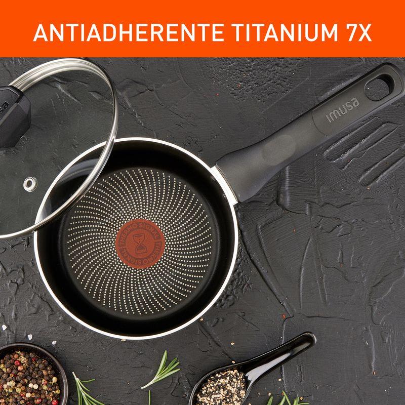 Imusa Perol IMUSA Hard Titanium 16cm Antiadherente Tapa De Vidrio