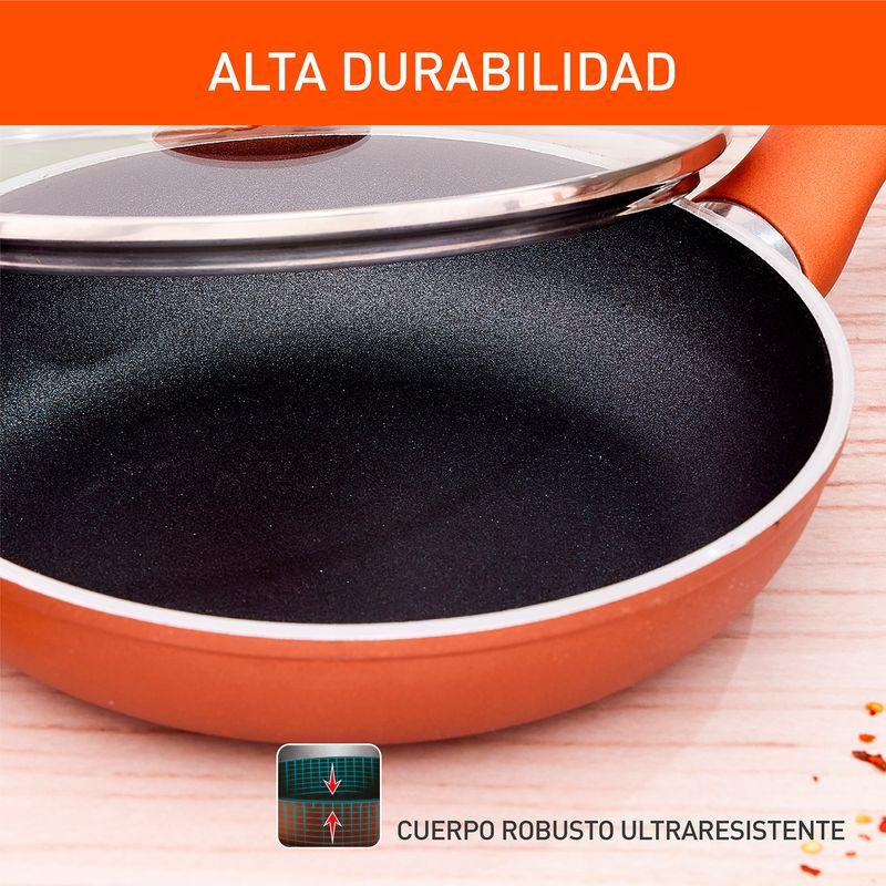 Imusa Sartén IMUSA 90 Años 24cm Aluminio Fundido Tapa De Vidrio