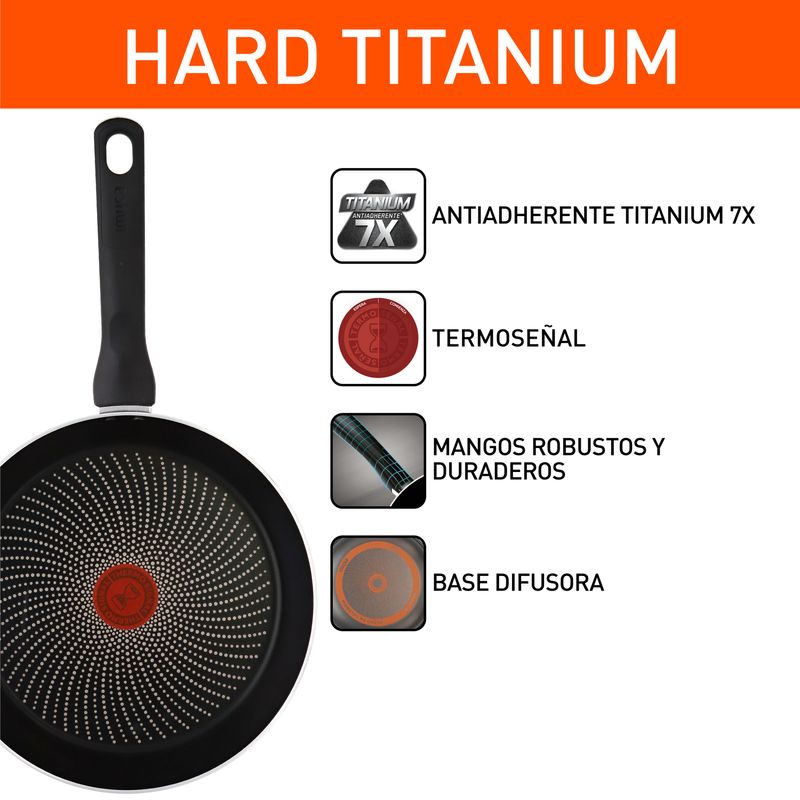 Imusa Sartén IMUSA Hard Titanium 24cm Antiadherente Tapa De Vidrio