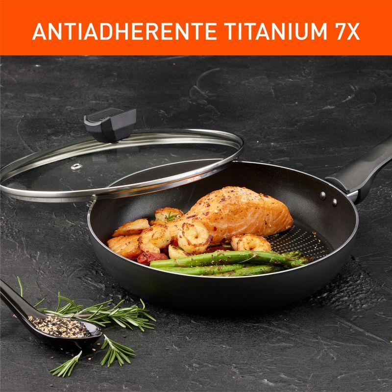 Imusa Sartén IMUSA Hard Titanium 24cm Antiadherente Tapa De Vidrio