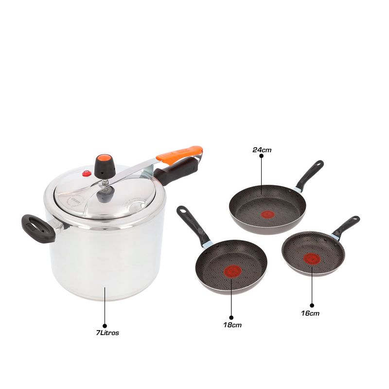 Imusa Set IMUSA Olla A Presión 7L + Sartenes 18-24cm + Cacerola 16cm