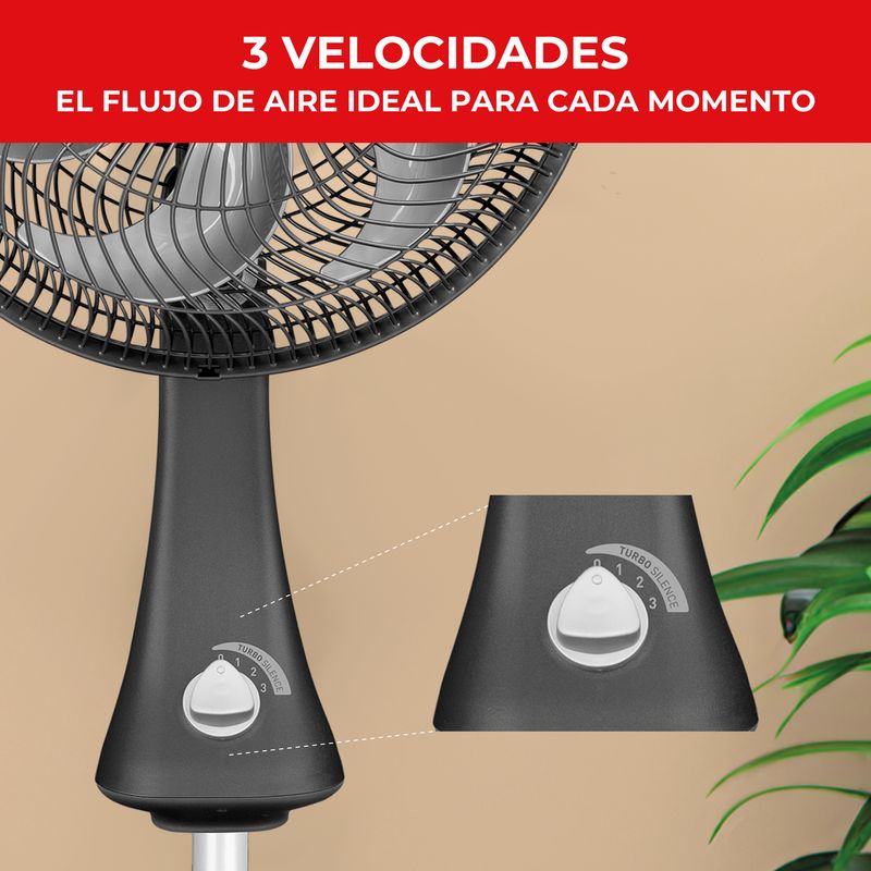 Imusa Ventilador SAMURAI Turbo Silence Maxx Compact 2en1 Negro