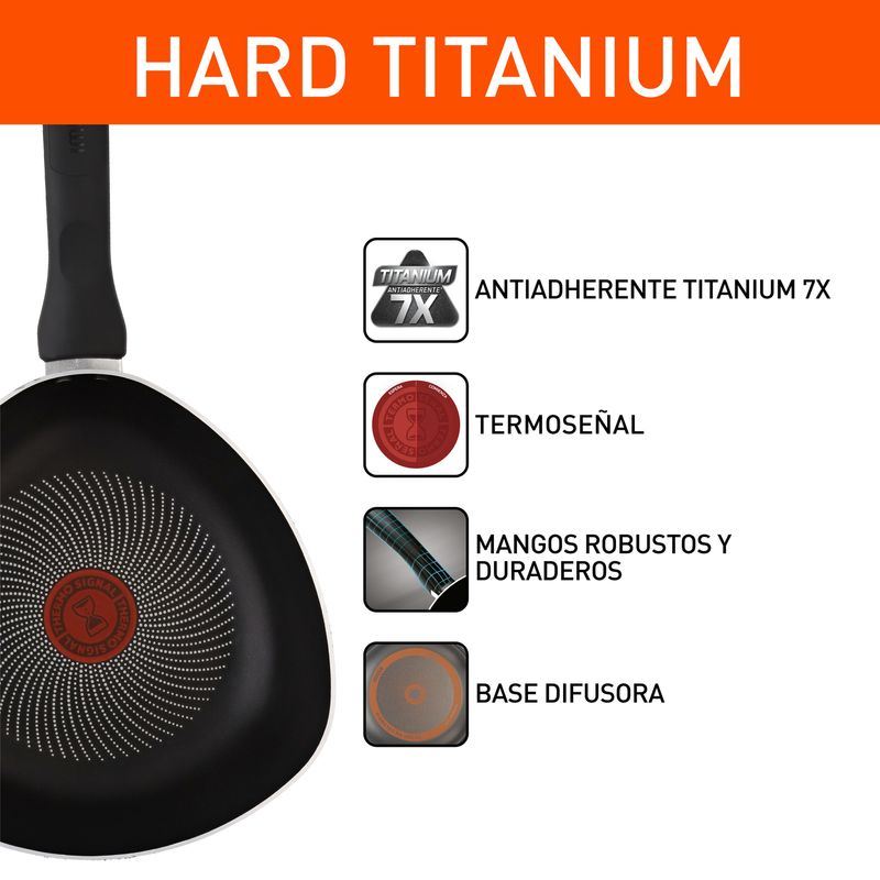 Imusa Wok Triangular IMUSA Hard Titanium 30cm Antiadherente Tapa De Vidrio