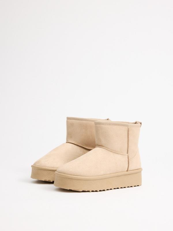 In Side Botín De Plataforma Con Pelo Interior Beige