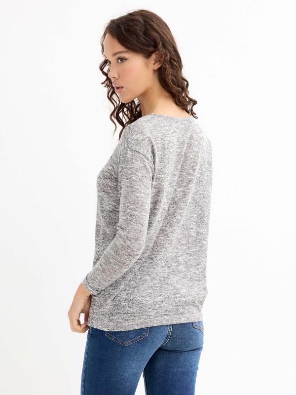 In Side Camiseta Manga 3/4 Gris Japeado Con Gráfico