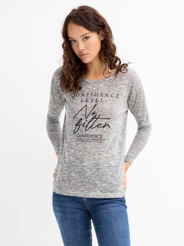 In side Camiseta manga 3/4 gris japeado con gráfico