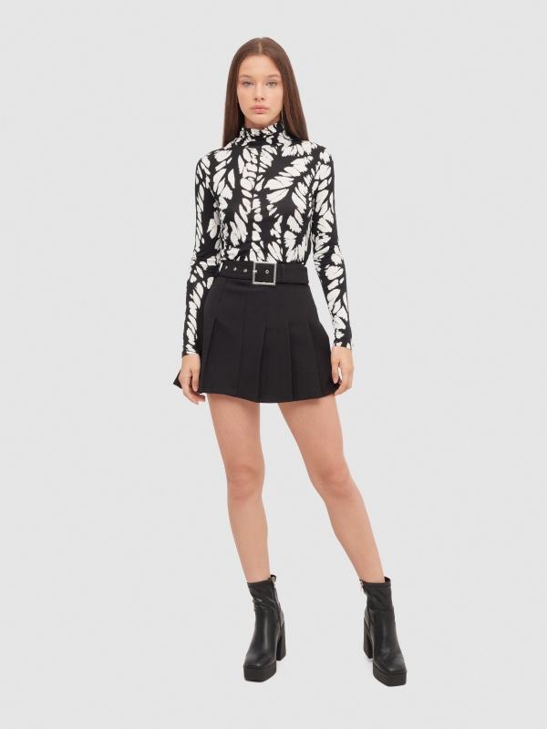 In Side Camiseta Manga Larga Estampado Blanco Y Negro