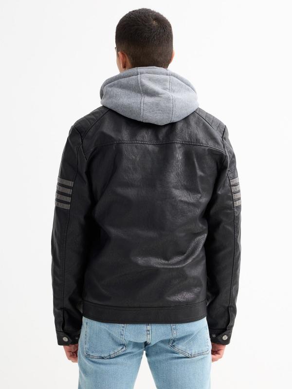 In Side Cazadora Biker Efecto Piel Multibolsillos Negra