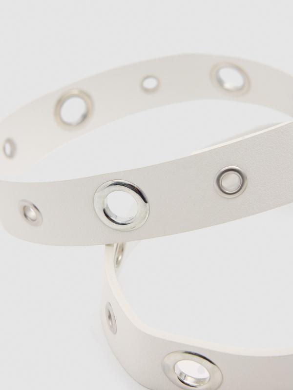 In Side Cinturón Polipiel Blanco Eyelets Hebilla Redonda