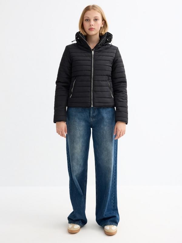 In Side Abrigo Acolchado Con Capucha