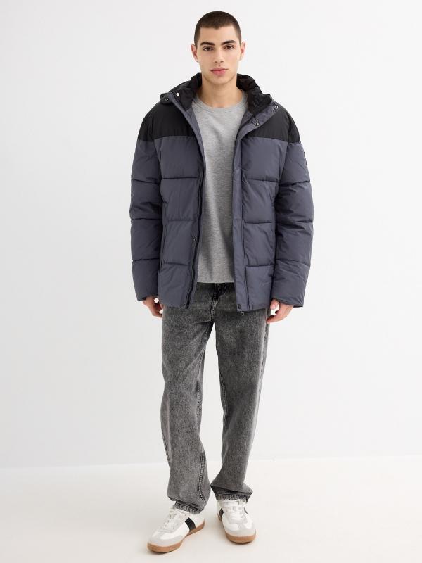 In Side Abrigo Acolchado Dos Grises