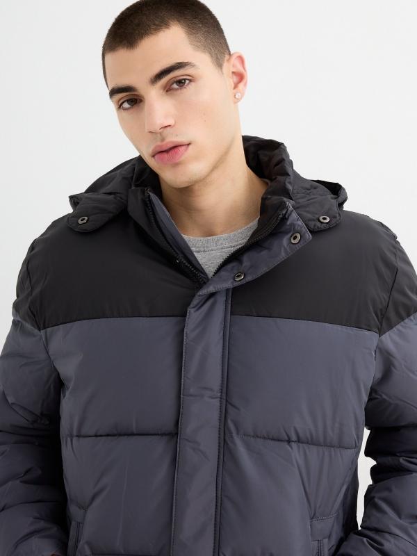 In Side Abrigo Acolchado Dos Grises