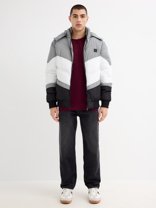 In Side Abrigo Color Block Gris