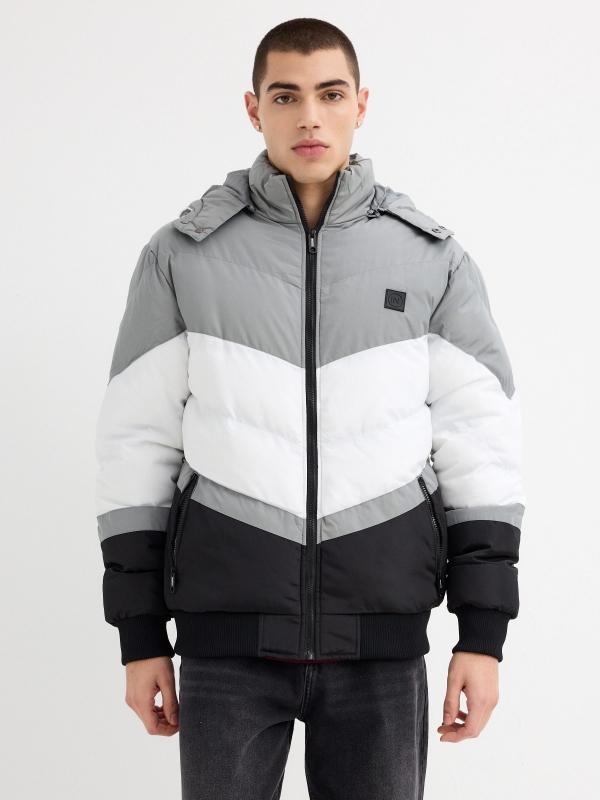 In side Abrigo color block gris