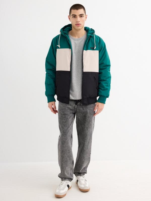 In Side Abrigo Color Block Verde