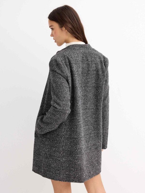In Side Abrigo Corto Tweed Gris Con Cremallera
