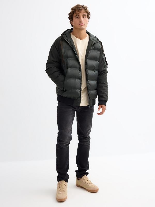 In Side Abrigo Nailon Combinado Verde