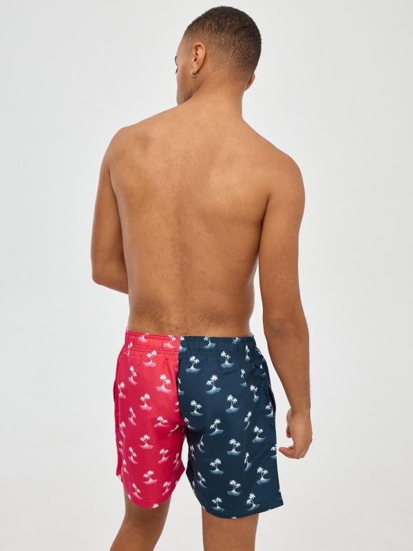 In Side Bañador Color Block Con Palmeras